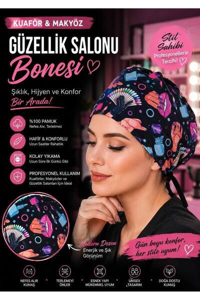 bonecim Makyaj uzmanı makyöz make-up artist kuaför bonesi baskılı pamuk bone