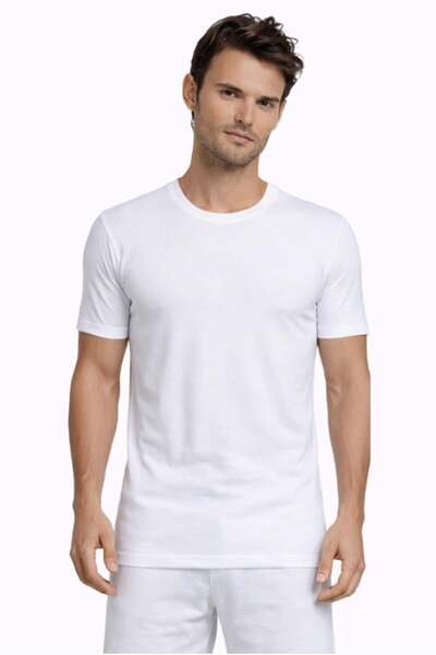 Çift Kaplan Tricou alb pentru bărbați cu gât tip crew 640