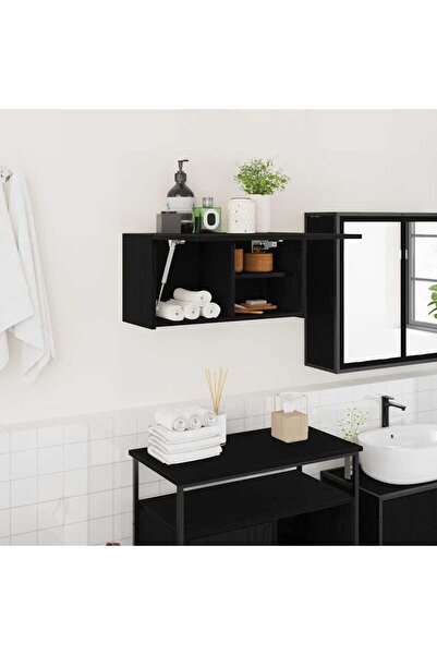 vidaxl ντουλάπι τοίχου μπάνιου μαύρο 60x25x30 cm