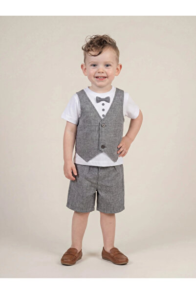 Bontino Set de tricou și pantaloni scurți pentru bebeluși, 100% bumbac, cu as...
