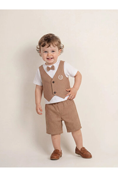 Bontino Set de tricou și pantaloni scurți pentru bebeluși, 100% bumbac, cu as...