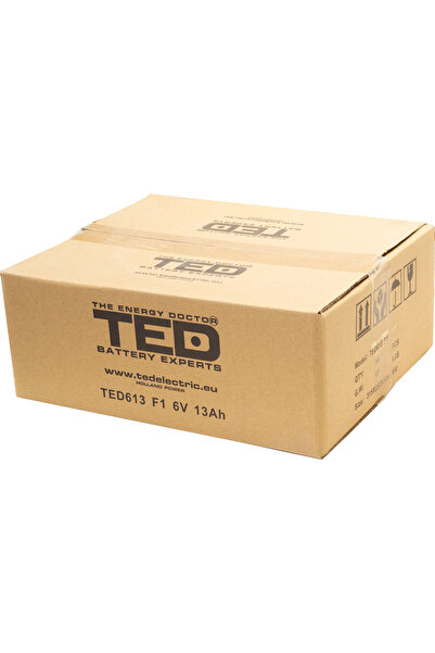 TED Electric Acumulator Stationar AGM VRLA Etans 6V 13A F1 T1, Dimensiuni 151mm x 50mm x h94mm
