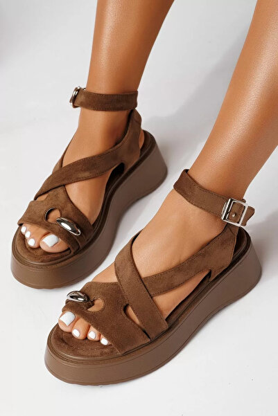 Zaira Γυναικεία καφέ σανδάλια πλατφόρμας από οικολογικό δέρμα Beatrix # 25076...