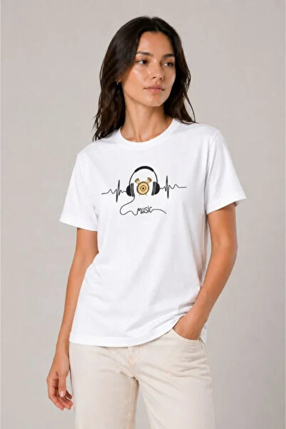 DRESSIFY WOMEN’S FASHION Μπλουζάκι με μουσικό θέμα και στάμπα, με λαιμόκοψη κ...