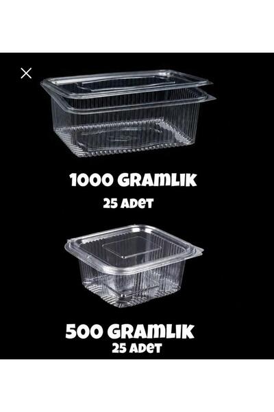 ÇELİKER Plastic Leak-Proof Container 500 Gr - 1000 Gr Disposable Bowl with Li...