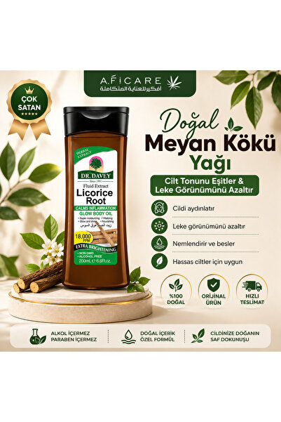 Dr. Davey Meyan Kökü Yağı 200 ml Doğal Cilt Bakım Yağı Leke Karşıtı Nemlendirici