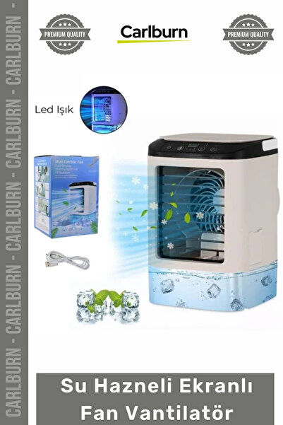 Carlburn #Vantilatör Sessiz Taşınabilir Hava Soğutucu Dijital Gösterge USB Su...