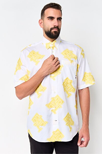 Tommy Hilfiger Men Archive Fit Allover Print Short Sleeve Casual Shirt, Multi...