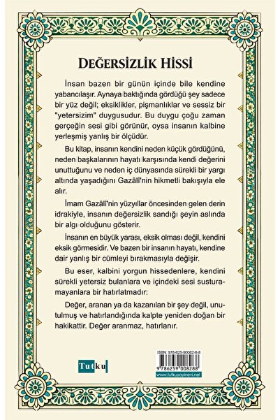 Tutku Yayınevi Değersizlik Hissi - İmam Gazali,Din,İslam,Dil Belası,Kalplerin...