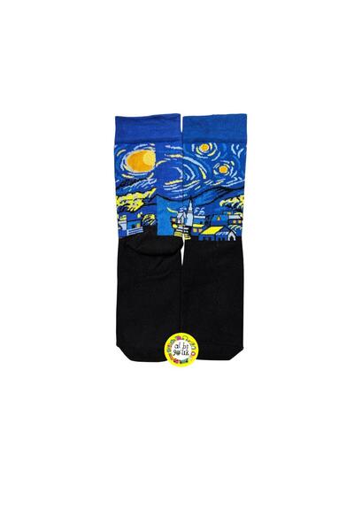 AL Bİ 90LIK Unisex Cotton Socks with Landscape Pattern