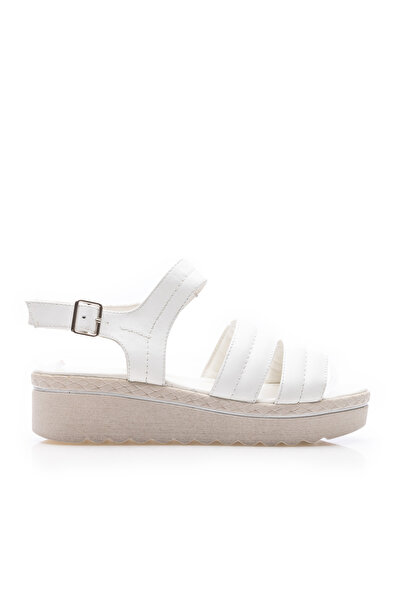 UrbanShoes Sandale cu talpă groasă damă din piele naturală, Leofex - 393 Alb Box