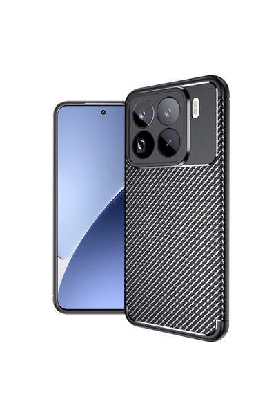 Techsuit Husa pentru Xiaomi 15 Pro, CarbonFiber, protectie antisoc, negru