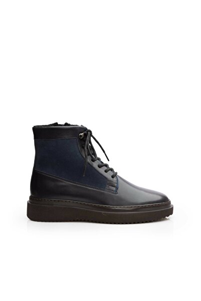 UrbanShoes Men's boots made of genuine Leather , Leofex- 687 Blue Box Velur