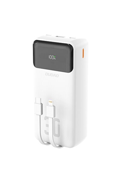 DUDAO Εξωτερική μπαταρία 30000mAh 22.5W, 2 ενσωματωμένα καλώδια (USB-C και iP...