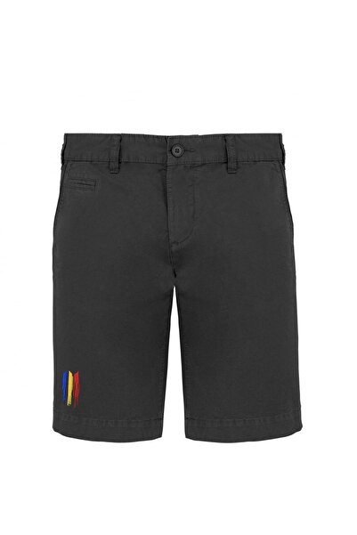 ColorEscu Pantaloni scurți casual Tricolor, broderie, culoare neagră, CA91
