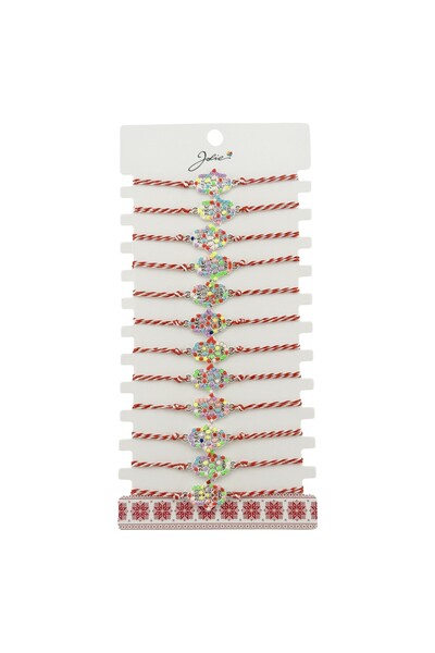 OEM Bratara delicata Martisor traditional pentru femei, Sfoara Alb/Rosu, Moti...