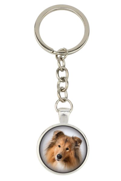 Art - Dog Collie Rough, Collie cu păr lung - breloc cu fotografia ta, decoraț...