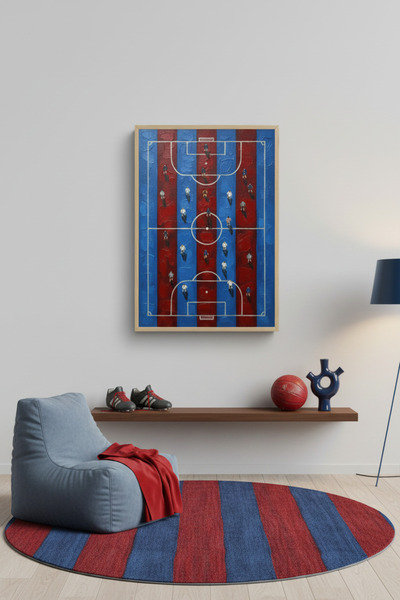 huhuli Huhu3123 Μπλε ριγέ χρώματος μπορντό, ξύλινος πίνακας γηπέδου ποδοσφαίρ...