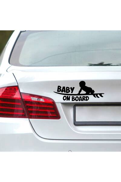 OEM Sticker auto (30cm) - Baby on Board Surfing