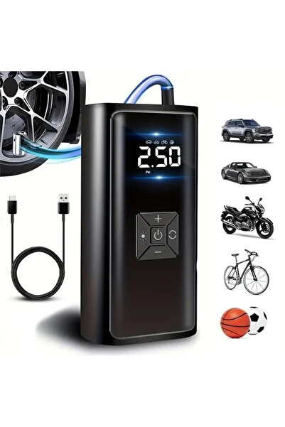 yusa stores Dual Mod Şarjlı Dijital Hava Kompresörü - 150 PSI 120W Powerbankl...
