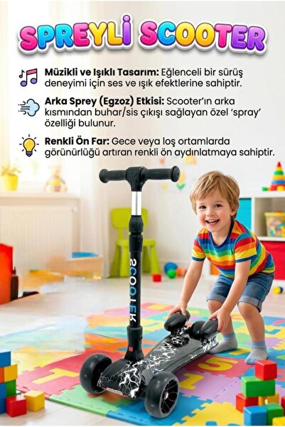 Tıfıl Toys Işıklı Sesli Duman Atan 100 kg Taşıma Kapasiteli Desenli Büyük Boy...