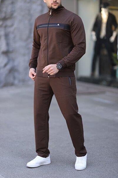 Fors Life Νέα Σεζόν Κομψό Ανδρικό Σετ Φόρμας, Βαμβακερό, Καφέ