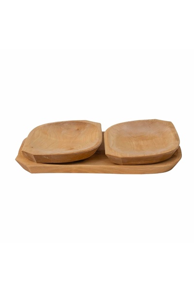 FOXMAG24 Set of 3 wooden serving trays, rectangular, brown, different sizes