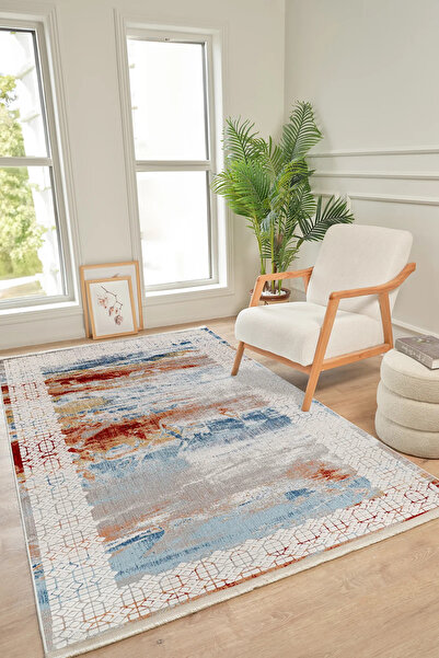 Home Nomadic, Geometrik Modern Desenli Toz Yapmaz Yumuşak Renkli Dokuma Oturm...