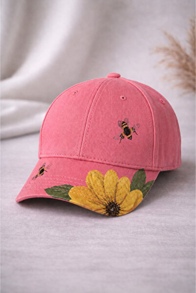 Nulivez Arı ve Çiçek Baskılı Unisex Şapka Günlük Streetwear Tasarım Baseball Cap