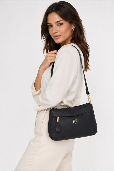 Moda Lime Μαύρη γυναικεία τσάντα ώμου με μεγάλο εσωτερικό όγκο, κομψό σχέδιο ...