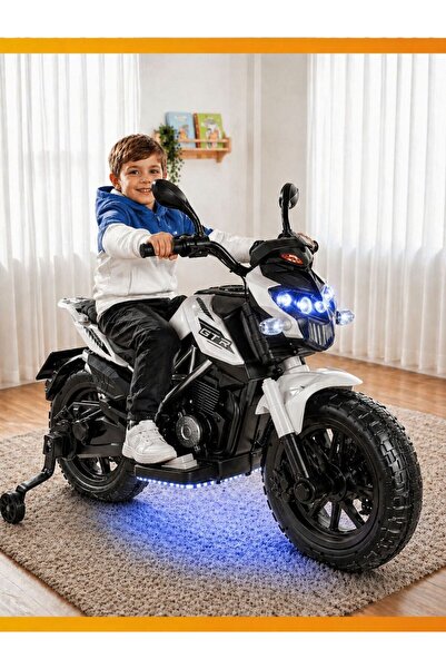 modabebekler Akülü Motor 12V Çocuk Motoru Yeni Model LED Far, Müzik Özelliği,...