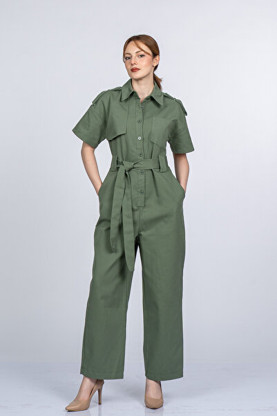 MissVina Κοντομάνικη ολόσωμη φόρμα Calista με κουμπιά μπροστά