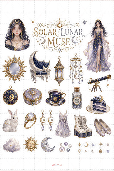 Mimu Art Studio Celestial Girl Sticker Seti Ay Güneş Yıldız Temalı 2li Dekora...