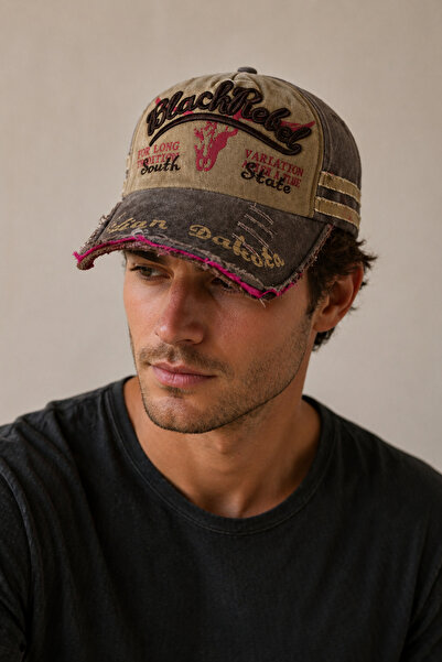 HatClub Exclusive قبعة كلاسيكية للجنسين بتصميم عتيق باللون الأسود مع تطريز مط...