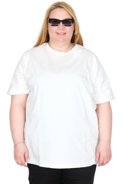 ModeXL Mode XL Real Plus Size Ženska Majica Basic U25162 BELE