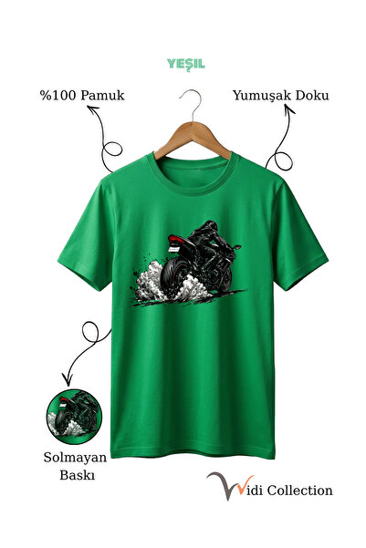 WİDİ Motor Tire Smoke Effect 100% Cotton Regular Fit Unisex T-Shirt