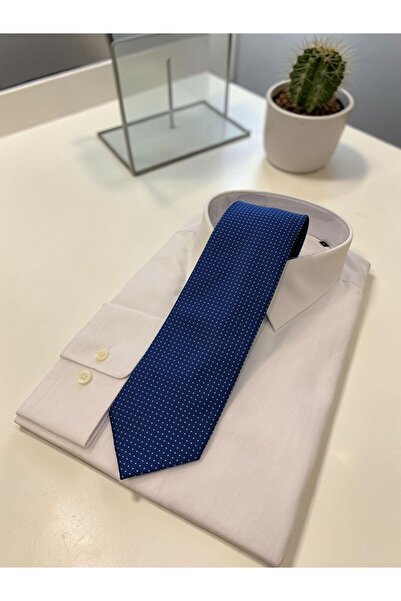 Sarar Microfibre Dokulu 8 cm Koyu Mavi Kravat