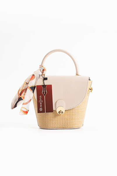 Sellini Vento Wicker Bucket Women's Hand and Shoulder Bag Cream
