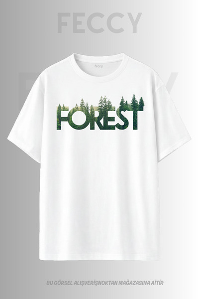 FECCY Premium Forest Printed Hunter Theme Unisex Oversize Γυναικείο T-Shirt Α...