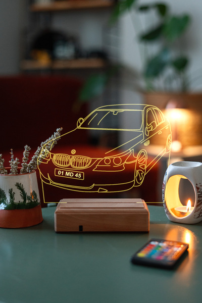 Modiwa Design Bmw Hediye E60 Kişiye Özel Plakalı Kumandalı 16 Renkli Gece Lam...
