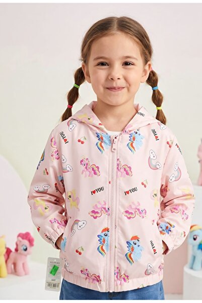 Pearly Kız Çocuk Kapşonlu Desenli Yağmurluk