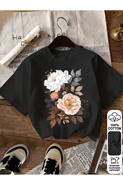 AEMİ Μπλουζάκι Unisex με στάμπα τριαντάφυλλο, oversized