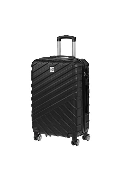 OEM Valiză neagră tip troler cu dungi în relief 90L