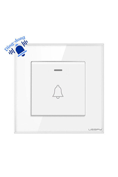 USSPY Buton de sonerie, ramă din sticlă securizată, USSPY ® alb