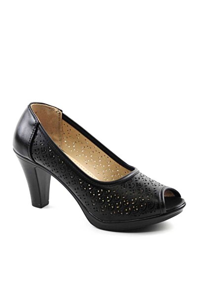 mm Women's platform shoes, perforated A9896-BLACK