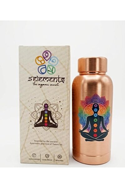 5elements Pure Copper Water Bottle 400ml, Leak-Proof, BPA-Free, Chakra Mandal...
