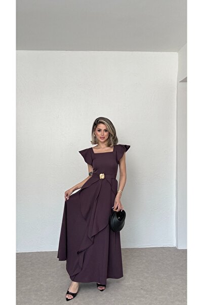 Nesil Ruffled Long Dress with Belt