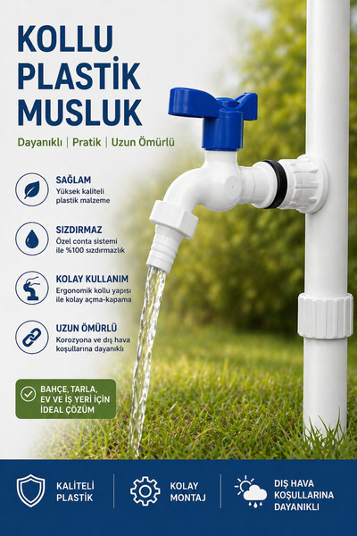 Yenilig Kollu Plastik Musluk Dayanıklı Bahçe Musluğu Sızdırmaz Pratik Kullanı...