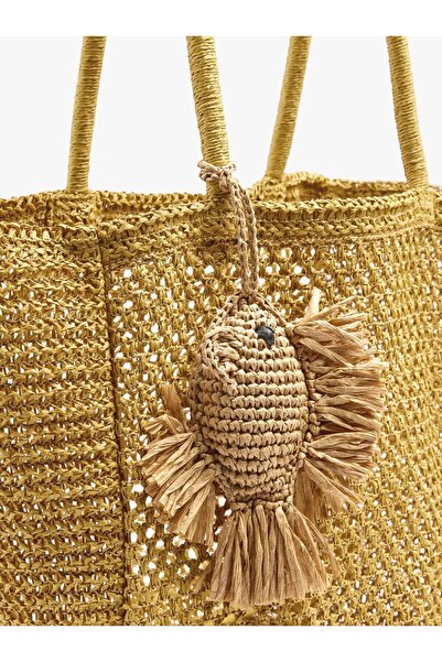 PARFOIS Kadın Charm'lı Hasır Efektli Shopper Çanta
