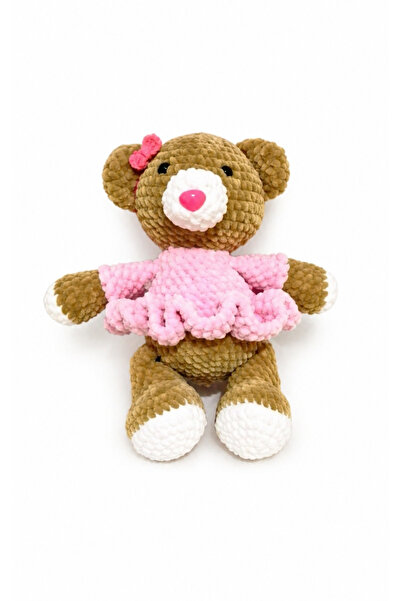 MİNOHOUSE Amigurumi Kadife Uyku Arkadaşı Şirin Kız Ayıcık Organik Oyuncak